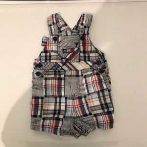 Little One Patchwork Plaid Nautical Shortall 6m